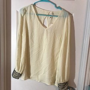 Ivory Chiffon Shirt with beaded cuffs NWT